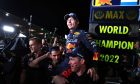 Race winner Max Verstappen (NLD) Red Bull Racing celebrates winning the World Championship with the team. 09.10.2022. Formula 1 World Championship, Rd 18, Japanese Grand Prix, Suzuka, Japan, Race