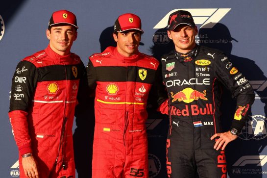 Pole for Carlos Sainz Jr (ESP) Ferrari, 2nd for Charles Leclerc (MON) Ferrari F1-75 and 3rd for Max Verstappen (NLD) Red Bull Racing.
22.10.2022. Formula 1 World Championship, Rd 19, United States Grand Prix, Austin, Texas, USA, Qualifying Day.
- www.xpbimages.com, EMail: requests@xpbimages.com © Copyright: Batchelor / XPB Images