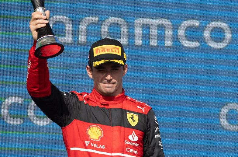 Charles Leclerc (MON) Ferrari celebrates his third position on the podium. 23.10.2022. Formula 1 World Championship, Rd 19, United States Grand Prix, Austin, Texas, USA, Race