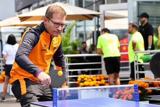 Andreas Seidl, McLaren Managing Director plays table tennis in the paddock.
27.10.2022. Formula 1 World Championship, Rd 20, Mexican Grand Prix, Mexico City, Mexico, Preparation Day.
- www.xpbimages.com, EMail: requests@xpbimages.com © Copyright: Batchelor / XPB Images