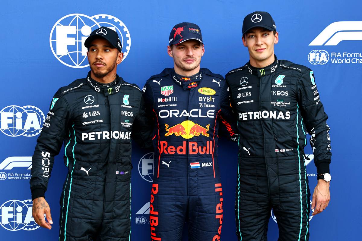 Pole position for Max Verstappen (NLD) Red Bull Racing 2nd for George Russell (GBR) Mercedes AMG F1 and 3rd Lewis Hamilton (GBR) Mercedes AMG F1. 29.10.2022. Formula 1 World Championship, Rd 20, Mexican Grand Prix, Mexico City, Mexico, Qualifying