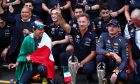 Red Bull Racing celebrates a record breaking 14th GP victory in one season for Max Verstappen (NLD) Red Bull Racing and third place for Sergio Perez (MEX) Red Bull Racing. 30.10.2022. Formula 1 World Championship, Rd 20, Mexican Grand Prix, Mexico City, Mexico, Race