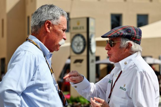 (L to R): Chase Carey (USA) with Jackie Stewart (GBR).
19.11.2022. Formula 1 World Championship, Rd 22, Abu Dhabi Grand Prix, Yas Marina Circuit, Abu Dhabi, Qualifying Day.
- www.xpbimages.com, EMail: requests@xpbimages.com © Copyright: Moy / XPB Images
