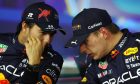 Sergio Perez (MEX) Red Bull Racing and Max Verstappen (NLD) Red Bull Racing in the post qualifying FIA Press Conference. 19.11.2022. Formula 1 World Championship, Rd 22, Abu Dhabi Grand Prix, Yas Marina Circuit, Abu Dhabi, Qualifying