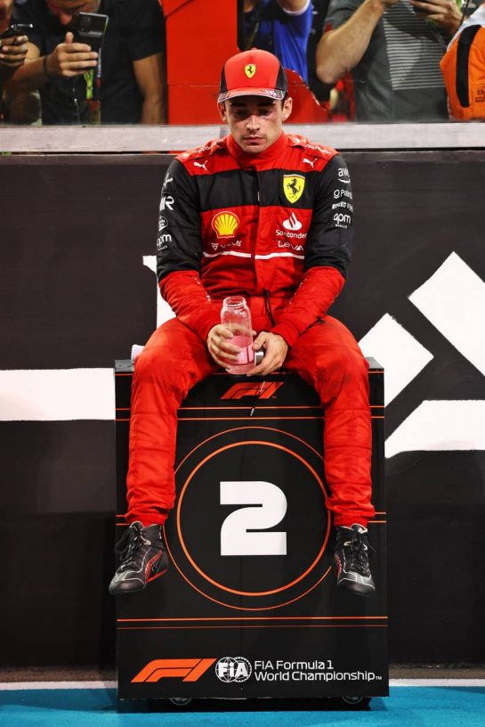 Second placed Charles Leclerc (MON) Ferrari in parc ferme.
20.11.2022. Formula 1 World Championship, Rd 22, Abu Dhabi Grand Prix, Yas Marina Circuit, Abu Dhabi, Race Day.
 - www.xpbimages.com, EMail: requests@xpbimages.com © Copyright: Coates / XPB Images