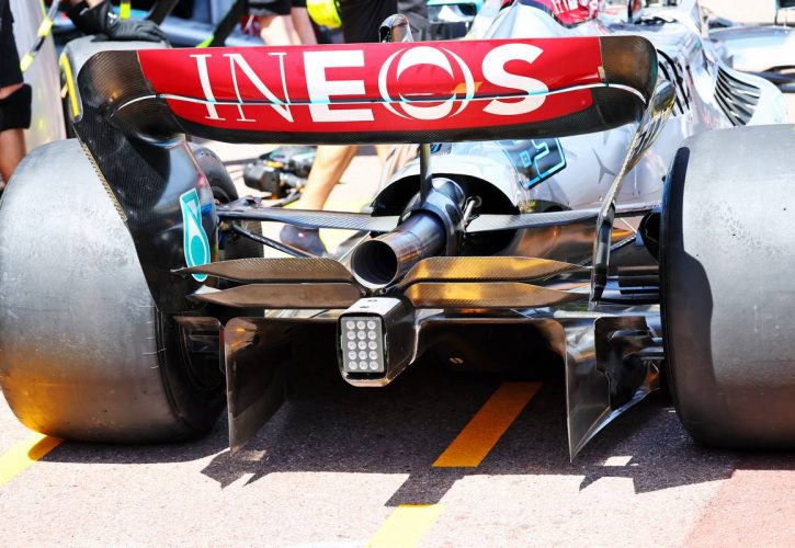 Mercedes AMG F1 W13 rear wing and rear diffuser. 27.05.2022. Formula 1 World Championship, Rd 7, Monaco Grand Prix, Monte Carlo, Monaco, Friday