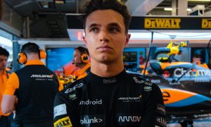 Lando Norris watches from pit lane during qualifying for the Saudi Arabian Grand Prix at Jeddah - Saturday March 18 2023