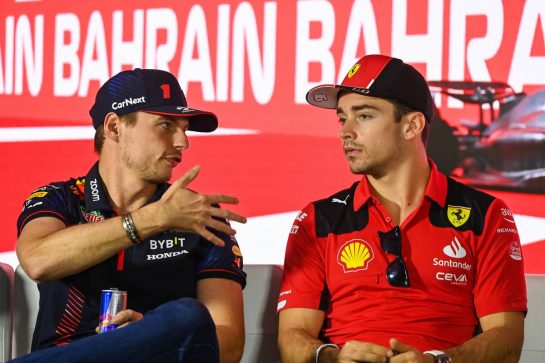 (L to R): Max Verstappen (NLD) Red Bull Racing and Pierre Gasly (FRA) Alpine F1 Team in the FIA Press Conference.
02.03.2023. Formula 1 World Championship, Rd 1, Bahrain Grand Prix, Sakhir, Bahrain, Preparation Day.
- www.xpbimages.com, EMail: requests@xpbimages.com © Copyright: XPB Images