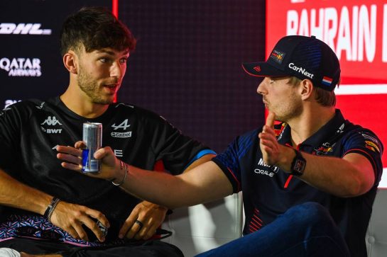 (L to R): Pierre Gasly (FRA) Alpine F1 Team and Max Verstappen (NLD) Red Bull Racing in the FIA Press Conference.
02.03.2023. Formula 1 World Championship, Rd 1, Bahrain Grand Prix, Sakhir, Bahrain, Preparation Day.
- www.xpbimages.com, EMail: requests@xpbimages.com © Copyright: XPB Images