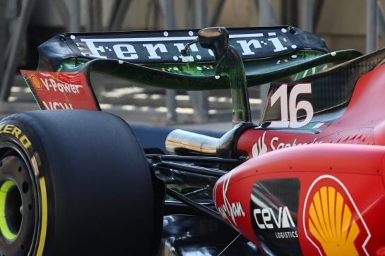 Charles Leclerc (MON) Ferrari SF-23 rear wing.
03.03.2023. Formula 1 World Championship, Rd 1, Bahrain Grand Prix, Sakhir, Bahrain, Practice Day
- www.xpbimages.com, EMail: requests@xpbimages.com © Copyright: Batchelor / XPB Images