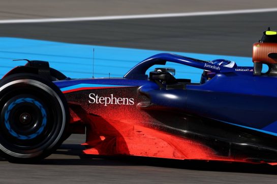 Logan Sargeant (USA) Williams Racing FW45 with flow-vis paint.
03.03.2023. Formula 1 World Championship, Rd 1, Bahrain Grand Prix, Sakhir, Bahrain, Practice Day
- www.xpbimages.com, EMail: requests@xpbimages.com © Copyright: Coates / XPB Images