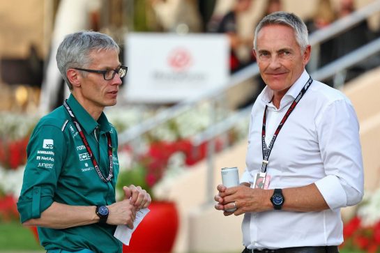 (L to R): Mike Krack (LUX) Aston Martin F1 Team, Team Principal with Martin Whitmarsh (GBR) Aston Martin F1 Team Group Chief Executive Officer.
05.03.2023. Formula 1 World Championship, Rd 1, Bahrain Grand Prix, Sakhir, Bahrain, Race Day.
- www.xpbimages.com, EMail: requests@xpbimages.com © Copyright: Batchelor / XPB Images