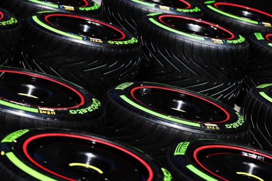 Pirelli tyres in the paddock.
16.03.2023. Formula 1 World Championship, Rd 2, Saudi Arabian Grand Prix, Jeddah, Saudi Arabia, Preparation Day.
- www.xpbimages.com, EMail: requests@xpbimages.com © Copyright: Moy / XPB Images