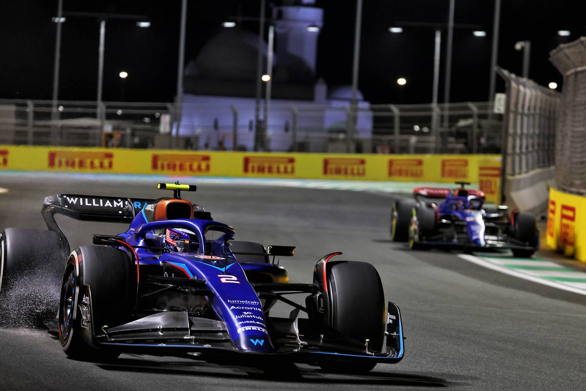 Logan Sargeant (USA) Williams Racing FW45 and Alexander Albon (THA) Williams Racing FW45.
17.03.2023. Formula 1 World Championship, Rd 2, Saudi Arabian Grand Prix, Jeddah, Saudi Arabia, Practice Day.
- www.xpbimages.com, EMail: requests@xpbimages.com © Copyright: Bearne / XPB Images