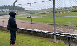 Hamilton under cover at Donington to watch brother Nic