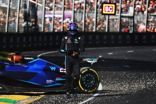 Alexander Albon (THA) Williams Racing FW45 crashed out of the race.
02.04.2023. Formula 1 World Championship, Rd 3, Australian Grand Prix, Albert Park, Melbourne, Australia, Race Day.
- www.xpbimages.com, EMail: requests@xpbimages.com © Copyright: Coates / XPB Images
