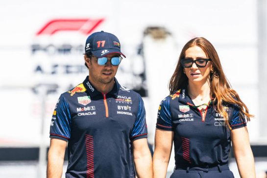 (L to R): Sergio Perez (MEX) Red Bull Racing with Alice Hedworth (GBR) Red Bull Racing Communications Manager.
27.04.2023. Formula 1 World Championship, Rd 4, Azerbaijan Grand Prix, Baku Street Circuit, Azerbaijan, Preparation Day.
- www.xpbimages.com, EMail: requests@xpbimages.com © Copyright: Bearne / XPB Images
