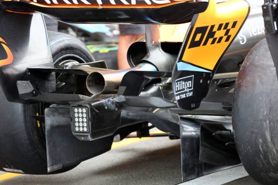 McLaren MCL60 rear diffuser and rear wing detail.
27.04.2023. Formula 1 World Championship, Rd 4, Azerbaijan Grand Prix, Baku Street Circuit, Azerbaijan, Preparation Day.
- www.xpbimages.com, EMail: requests@xpbimages.com © Copyright: Batchelor / XPB Images