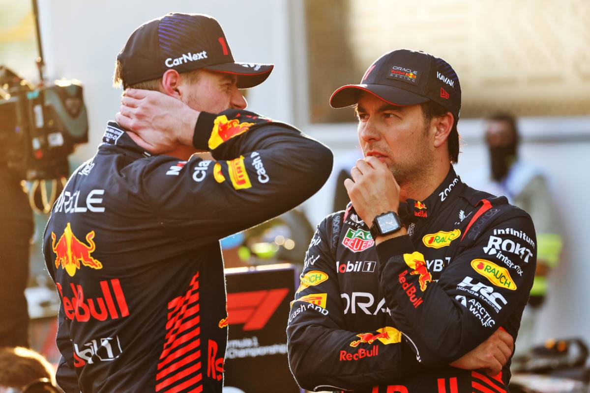 (L to R): Second placed Max Verstappen (NLD) Red Bull Racing in qualifying parc ferme with third placed team mate Sergio Perez (MEX) Red Bull Racing.
28.04.2023. Formula 1 World Championship, Rd 4, Azerbaijan Grand Prix, Baku Street Circuit, Azerbaijan, Qualifying Day.
- www.xpbimages.com, EMail: requests@xpbimages.com © Copyright: Batchelor / XPB Images