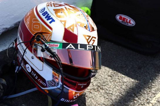 The helmet of Pierre Gasly (FRA) Alpine F1 Team on the grid.
30.04.2023. Formula 1 World Championship, Rd 4, Azerbaijan Grand Prix, Baku Street Circuit, Azerbaijan, Race Day.
- www.xpbimages.com, EMail: requests@xpbimages.com © Copyright: Batchelor / XPB Images
