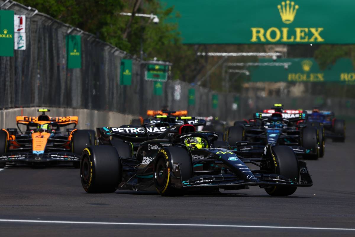 Lewis Hamilton (GBR) Mercedes AMG F1 W14.
30.04.2023. Formula 1 World Championship, Rd 4, Azerbaijan Grand Prix, Baku Street Circuit, Azerbaijan, Race Day.
- www.xpbimages.com, EMail: requests@xpbimages.com © Copyright: Charniaux / XPB Images