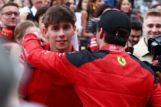 (L to R): Arthur Leclerc (FRA) Ferrari Academy Driver with brother Charles Leclerc (MON) Ferrari in parc ferme.
30.04.2023. Formula 1 World Championship, Rd 4, Azerbaijan Grand Prix, Baku Street Circuit, Azerbaijan, Race Day.
- www.xpbimages.com, EMail: requests@xpbimages.com © Copyright: Coates / XPB Images
