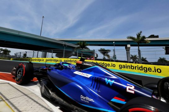 Logan Sargeant (USA) Williams Racing FW45.
05.05.2023. Formula 1 World Championship, Rd 5, Miami Grand Prix, Miami, Florida, USA, Practice Day.
- www.xpbimages.com, EMail: requests@xpbimages.com © Copyright: Bearne / XPB Images