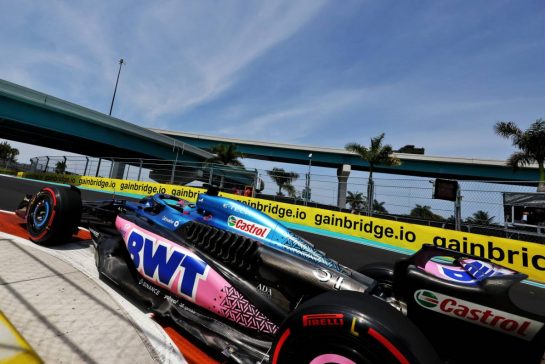 Esteban Ocon (FRA) Alpine F1 Team A523.
05.05.2023. Formula 1 World Championship, Rd 5, Miami Grand Prix, Miami, Florida, USA, Practice Day.
- www.xpbimages.com, EMail: requests@xpbimages.com © Copyright: Bearne / XPB Images