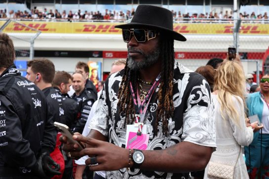 Chris Gayle (JAM) Cricket Player on the grid.
07.05.2023. Formula 1 World Championship, Rd 5, Miami Grand Prix, Miami, Florida, USA, Race Day.
- www.xpbimages.com, EMail: requests@xpbimages.com © Copyright: Moy / XPB Images