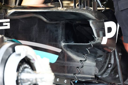 Mercedes AMG F1 W14 sidepod detail.
25.05.2023. Formula 1 World Championship, Rd 7, Monaco Grand Prix, Monte Carlo, Monaco, Preparation Day.
- www.xpbimages.com, EMail: requests@xpbimages.com © Copyright: Batchelor / XPB Images