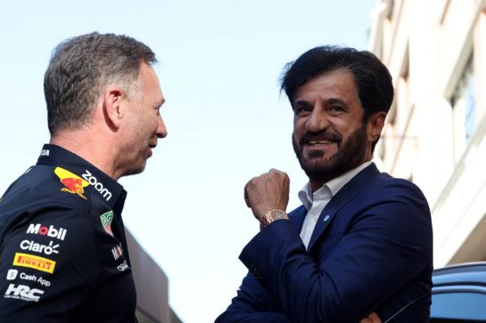 (L to R): Christian Horner (GBR) Red Bull Racing Team Principal with Mohammed Bin Sulayem (UAE) FIA President.
26.05.2023. Formula 1 World Championship, Rd 7, Monaco Grand Prix, Monte Carlo, Monaco, Practice Day.
- www.xpbimages.com, EMail: requests@xpbimages.com © Copyright: Bearne / XPB Images