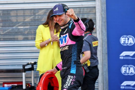 Esteban Ocon (FRA) Alpine F1 Team celebrates his fourth position in qualifying parc ferme.
27.05.2023. Formula 1 World Championship, Rd 7, Monaco Grand Prix, Monte Carlo, Monaco, Qualifying Day.
- www.xpbimages.com, EMail: requests@xpbimages.com © Copyright: Batchelor / XPB Images