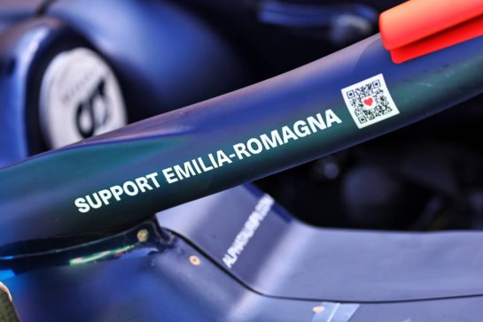 AlphaTauri AT04 Halo cockpit cover with support for Emilia-Romagna.
27.05.2023. Formula 1 World Championship, Rd 7, Monaco Grand Prix, Monte Carlo, Monaco, Qualifying Day.
- www.xpbimages.com, EMail: requests@xpbimages.com © Copyright: Batchelor / XPB Images