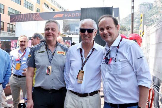 (L to R): Mario Isola (ITA) Pirelli Racing Manager and Marco Tronchetti Provera (ITA) Pirelli Chairman with Matteo Lunelli (ITA) Ferrari Trento President and CEO.
28.05.2023. Formula 1 World Championship, Rd 7, Monaco Grand Prix, Monte Carlo, Monaco, Race Day.
- www.xpbimages.com, EMail: requests@xpbimages.com © Copyright: Moy / XPB Images