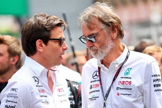 (L to R): Toto Wolff (GER) Mercedes AMG F1 Shareholder and Executive Director with Jim Ratcliffe (GBR) Chief Executive Officer of Ineos / Mercedes AMG F1 Shareholder on the grid.
28.05.2023. Formula 1 World Championship, Rd 7, Monaco Grand Prix, Monte Carlo, Monaco, Race Day.
- www.xpbimages.com, EMail: requests@xpbimages.com © Copyright: Batchelor / XPB Images