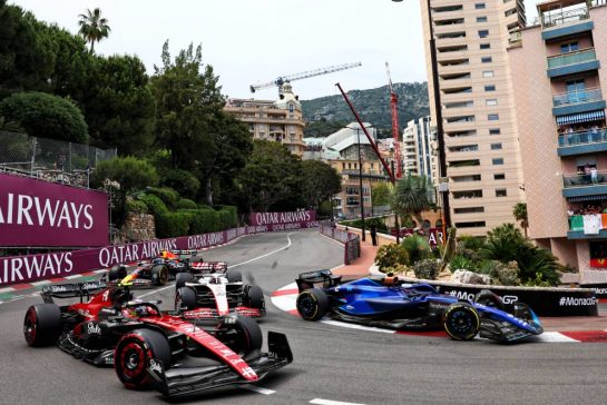 Zhou Guanyu (CHN) Alfa Romeo F1 Team C43 and Logan Sargeant (USA) Williams Racing FW45 at the start of the race.
28.05.2023. Formula 1 World Championship, Rd 7, Monaco Grand Prix, Monte Carlo, Monaco, Race Day.
- www.xpbimages.com, EMail: requests@xpbimages.com © Copyright: Batchelor / XPB Images