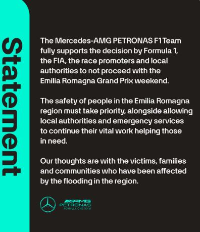 mercedes Pilotos y equipos de F1 en total apoyo a la cancelación del GP de Imola