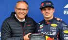 Max Verstappen (NLD) Red Bull Racing (Right) receives the Pirelli Pole Position Award from Stefano Domenicali (ITA) Formula One President and CEO. 22.04.2022. Formula 1 World Championship, Rd 4, Emilia Romagna Grand Prix, Imola, Italy, Qualifying Day. - www.xpbimages.com, EMail: requests@xpbimages.com © Copyright: Batchelor / XPB Images