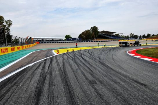 Circuit detail - turn 1 gravel trap extension and widening of run-off area. 
01.06.2023. Formula 1 World Championship, Rd 8, Spanish Grand Prix, Barcelona, Spain, Preparation Day.
- www.xpbimages.com, EMail: requests@xpbimages.com © Copyright: Batchelor / XPB Images