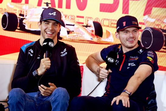(L to R): Esteban Ocon (FRA) Alpine F1 Team and Max Verstappen (NLD) Red Bull Racing in the FIA Press Conference.
01.06.2023. Formula 1 World Championship, Rd 8, Spanish Grand Prix, Barcelona, Spain, Preparation Day.
- www.xpbimages.com, EMail: requests@xpbimages.com © Copyright: XPB Images