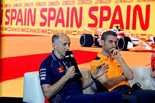 Franz Tost (AUT) AlphaTauri Team Principal in the FIA Press Conference.
02.06.2023 Formula 1 World Championship, Rd 8, Spanish Grand Prix, Barcelona, Spain, Practice Day.
- www.xpbimages.com, EMail: requests@xpbimages.com © Copyright: XPB Images