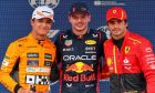 Qualifying top three in parc ferme (L to R): Lando Norris (GBR) McLaren, second; Max Verstappen (NLD) Red Bull Racing, pole position; Carlos Sainz Jr (ESP) Ferrari, third. 03.06.2023. Formula 1 World Championship, Rd 8, Spanish Grand Prix, Barcelona, Spain, Qualifying Day. - www.xpbimages.com, EMail: requests@xpbimages.com © Copyright: Batchelor / XPB Images