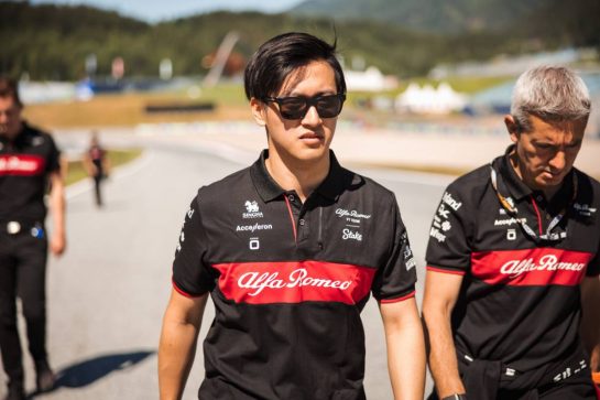 Zhou Guanyu (CHN) Alfa Romeo F1 Team walks the circuit with the team.
29.06.2023. Formula 1 World Championship, Rd 10, Austrian Grand Prix, Spielberg, Austria, Preparation Day.
- www.xpbimages.com, EMail: requests@xpbimages.com © Copyright: Bearne / XPB Images