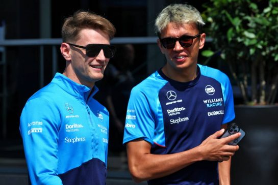 (L to R): Logan Sargeant (USA) Williams Racing with team mate Alexander Albon (THA) Williams Racing.
30.06.2023. Formula 1 World Championship, Rd 10, Austrian Grand Prix, Spielberg, Austria, Qualifying Day.
- www.xpbimages.com, EMail: requests@xpbimages.com © Copyright: Coates / XPB Images