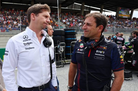 (L to R): James Vowles (GBR) Williams Racing Team Principal with Pierre Wache (FRA) Red Bull Racing Technical Director on the grid.
02.07.2023. Formula 1 World Championship, Rd 10, Austrian Grand Prix, Spielberg, Austria, Race Day.
- www.xpbimages.com, EMail: requests@xpbimages.com © Copyright: Batchelor / XPB Images