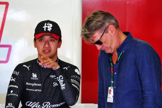 (L to R): Zhou Guanyu (CHN) Alfa Romeo F1 Team with Graeme Lowdon (GBR).
02.07.2023. Formula 1 World Championship, Rd 10, Austrian Grand Prix, Spielberg, Austria, Race Day.
- www.xpbimages.com, EMail: requests@xpbimages.com © Copyright: Coates / XPB Images