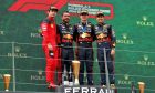 The podium (L to R): Charles Leclerc (MON) Ferrari, second; Phil Turner (GBR) Red Bull Racing Chief Mechanic; Max Verstappen (NLD) Red Bull Racing, race winner; Sergio Perez (MEX) Red Bull Racing, third. 02.07.2023. Formula 1 World Championship, Rd 10, Austrian Grand Prix, Spielberg, Austria, Race Day. - www.xpbimages.com, EMail: requests@xpbimages.com © Copyright: Moy / XPB Images
