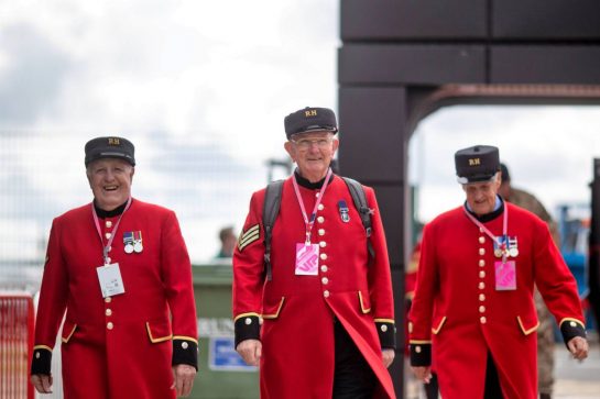 Paddock atmosphere - Chelsea Pensioners.
06.07.2023. Formula 1 World Championship, Rd 11, British Grand Prix, Silverstone, England, Preparation Day.
- www.xpbimages.com, EMail: requests@xpbimages.com © Copyright: Staley / XPB Images