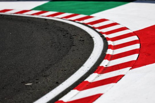 Circuit atmosphere - kerb detail.
20.07.2023. Formula 1 World Championship, Rd 12, Hungarian Grand Prix, Budapest, Hungary, Preparation Day.
- www.xpbimages.com, EMail: requests@xpbimages.com © Copyright: Moy / XPB Images