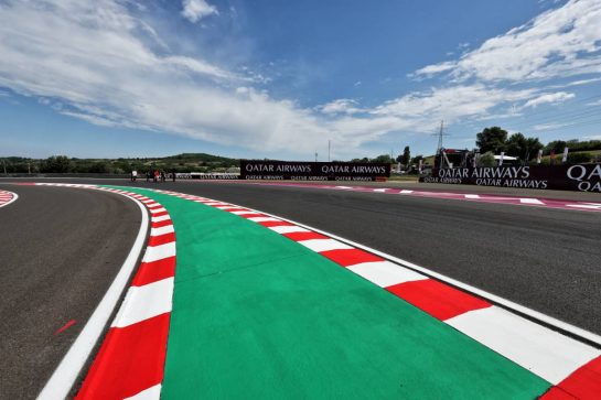 Circuit atmosphere - kerb detail.
20.07.2023. Formula 1 World Championship, Rd 12, Hungarian Grand Prix, Budapest, Hungary, Preparation Day.
- www.xpbimages.com, EMail: requests@xpbimages.com © Copyright: Moy / XPB Images